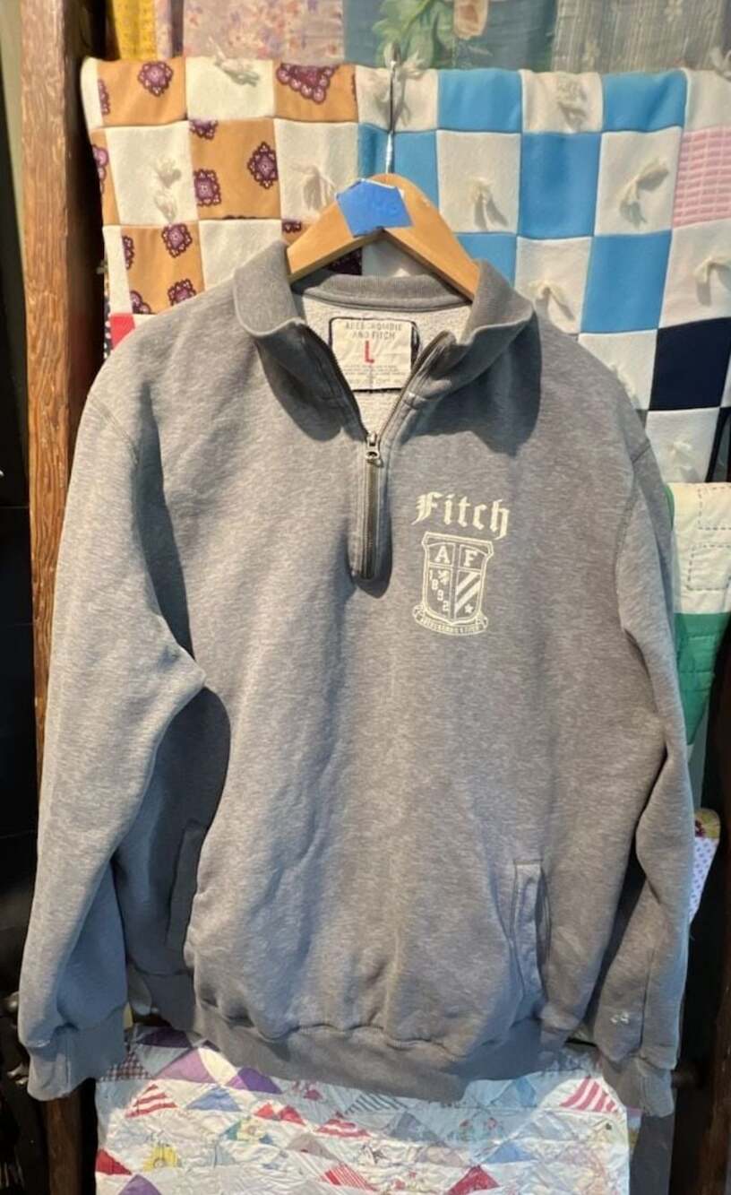 Abercrombie & Fitch 1/4 Zip Pullover Sweatshirt Mens Medium Gray Pocket 24x28 -
